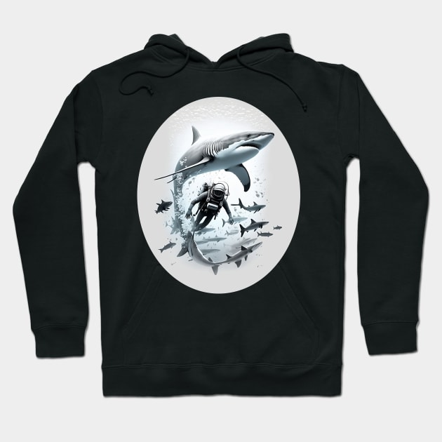 Scubadiving with Sharks Hoodie by AI INKER